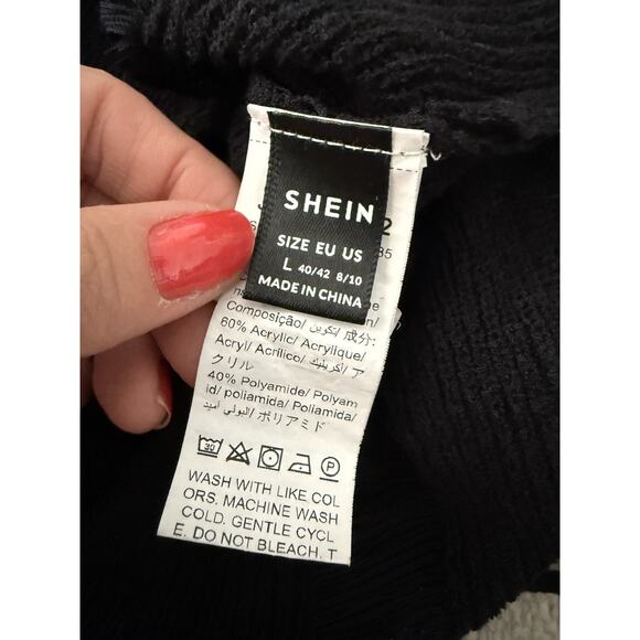 Black Cropped Sweater Open Back Long Flared Sleeves Wrap Around Ties Size Large - Picture 10 of 11